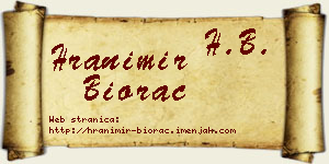 Hranimir Biorac vizit kartica
